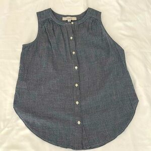 LOFT sleeveless button down chambray tank top